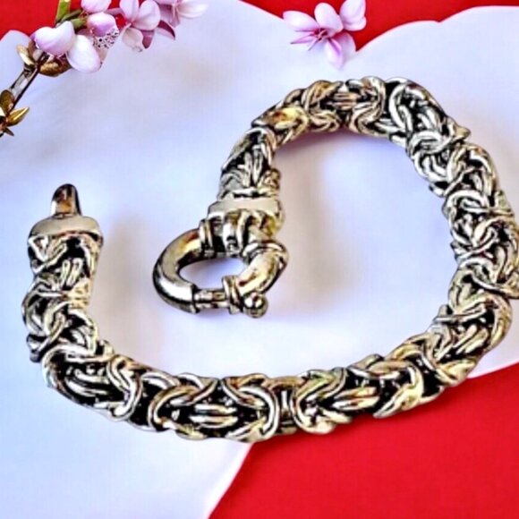 Sterling Silver Chain Bracelet Vintage Signed 16 grams Made in Italy 7.5" - Picture 5 of 13